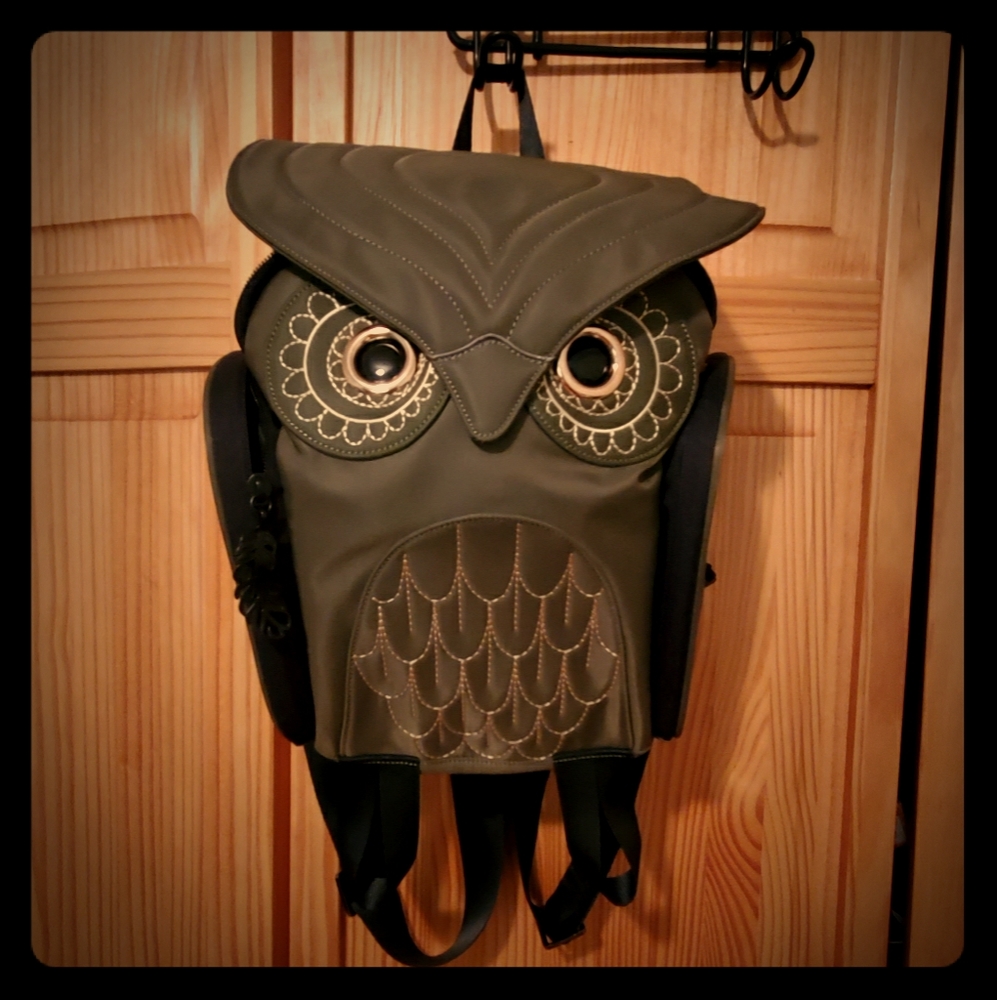 Olive green Owl mini back pack
